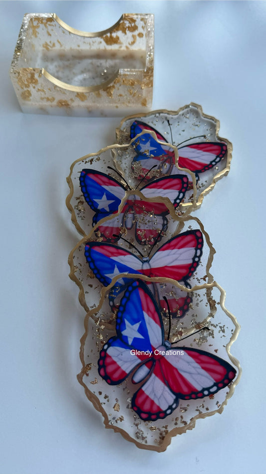 Set of 4 pieces or 6 pieces of Coasters/You can customize it with any flag/Envío Gratis
