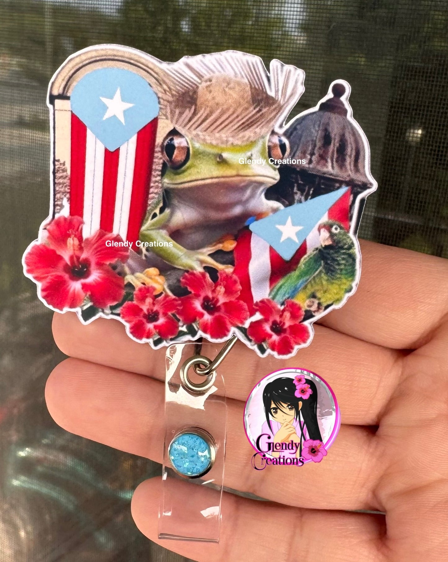 Credencial de identificación con diseño de Puerto Rico/Coquí