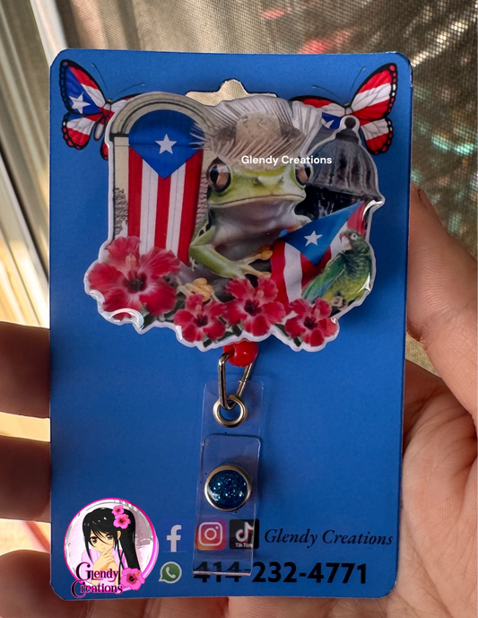 Credencial de identificación con diseño de Puerto Rico/Coquí