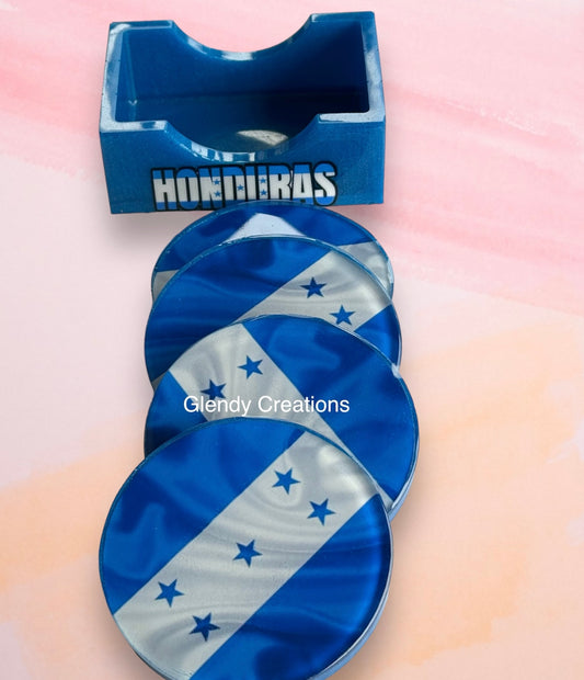 4-piece coaster set with base.