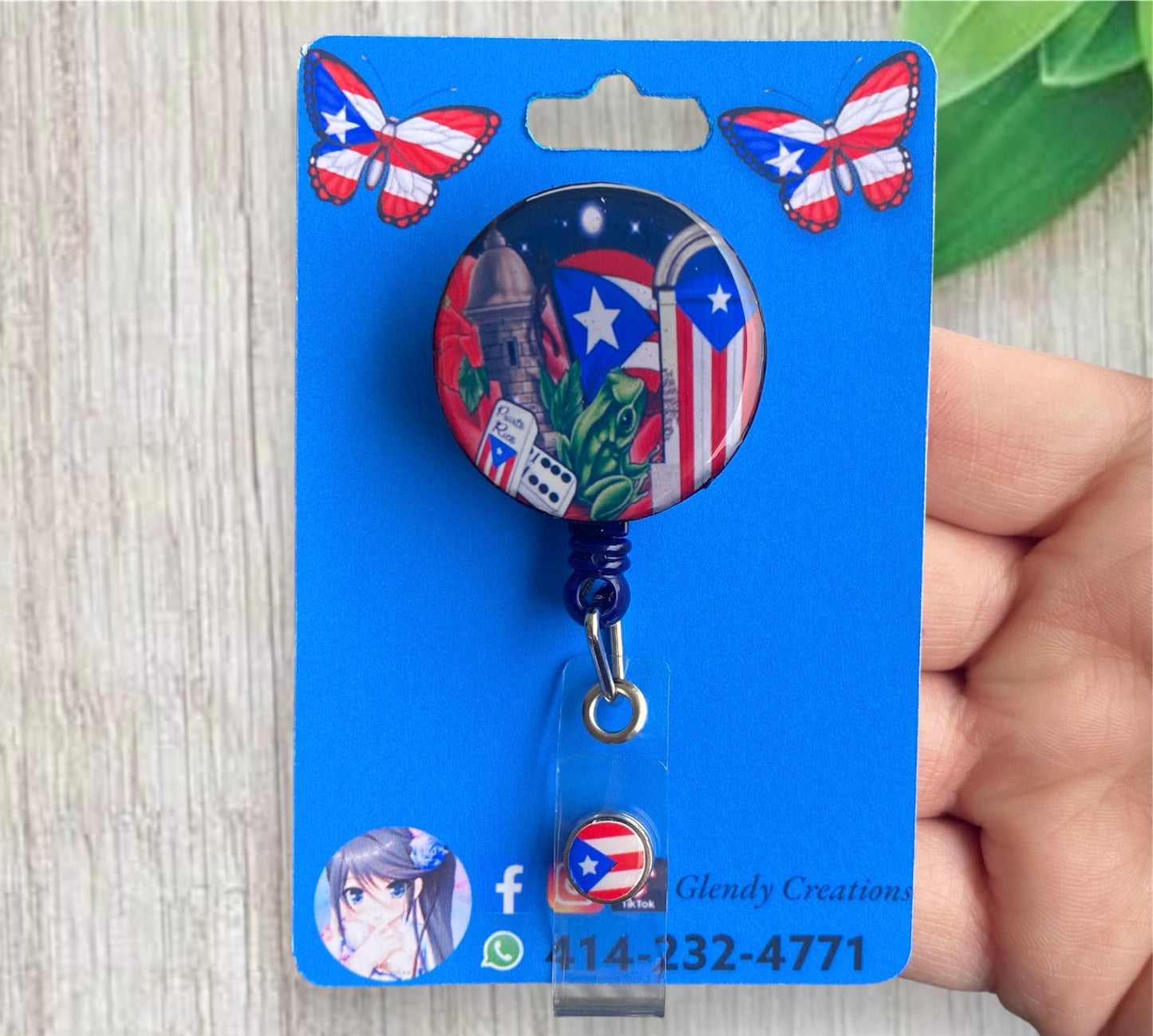 ID badge with Puerto Rico design