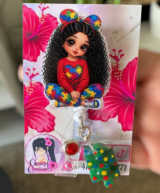 Porta ID Retráctil Autismo /Badge Reel con Rompecabezas