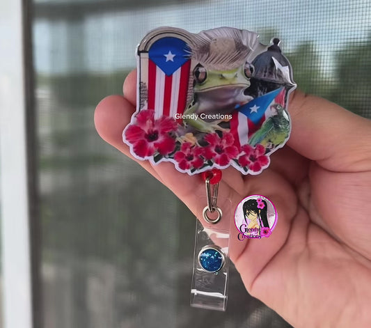 Credencial de identificación con diseño de Puerto Rico/Coquí