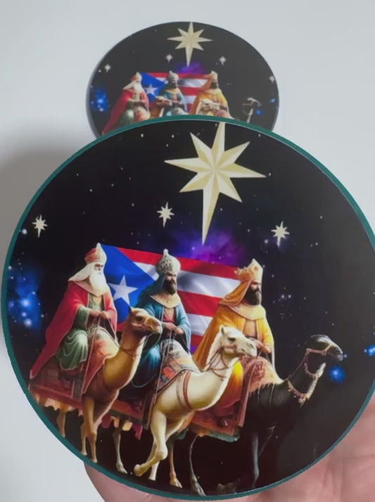 4-piece coaster set with base. Temática de Los Reyes /Envío
Gratis