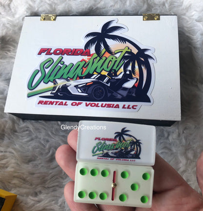 Personalized dominoes with your logo, family photo and sport