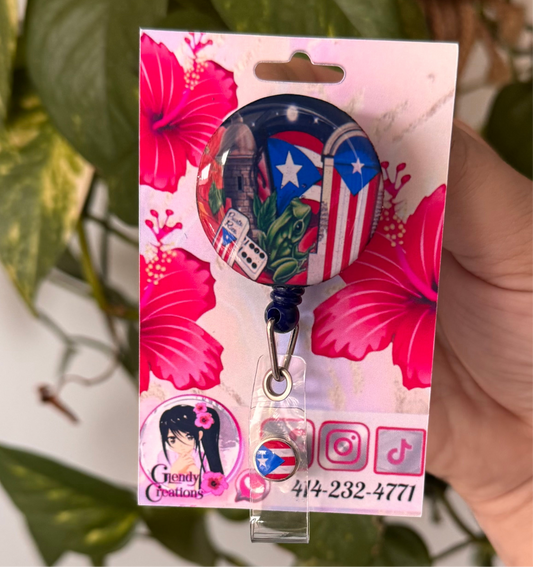 ID badge with Puerto Rico design