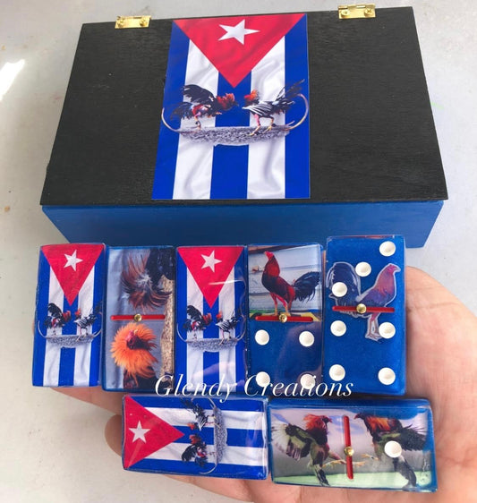 Juego de Dominós Cuba con Diseño de Gallos /doble 6
