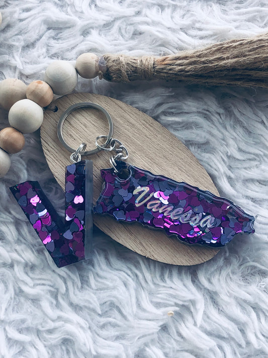 Puerto Rico map keychain