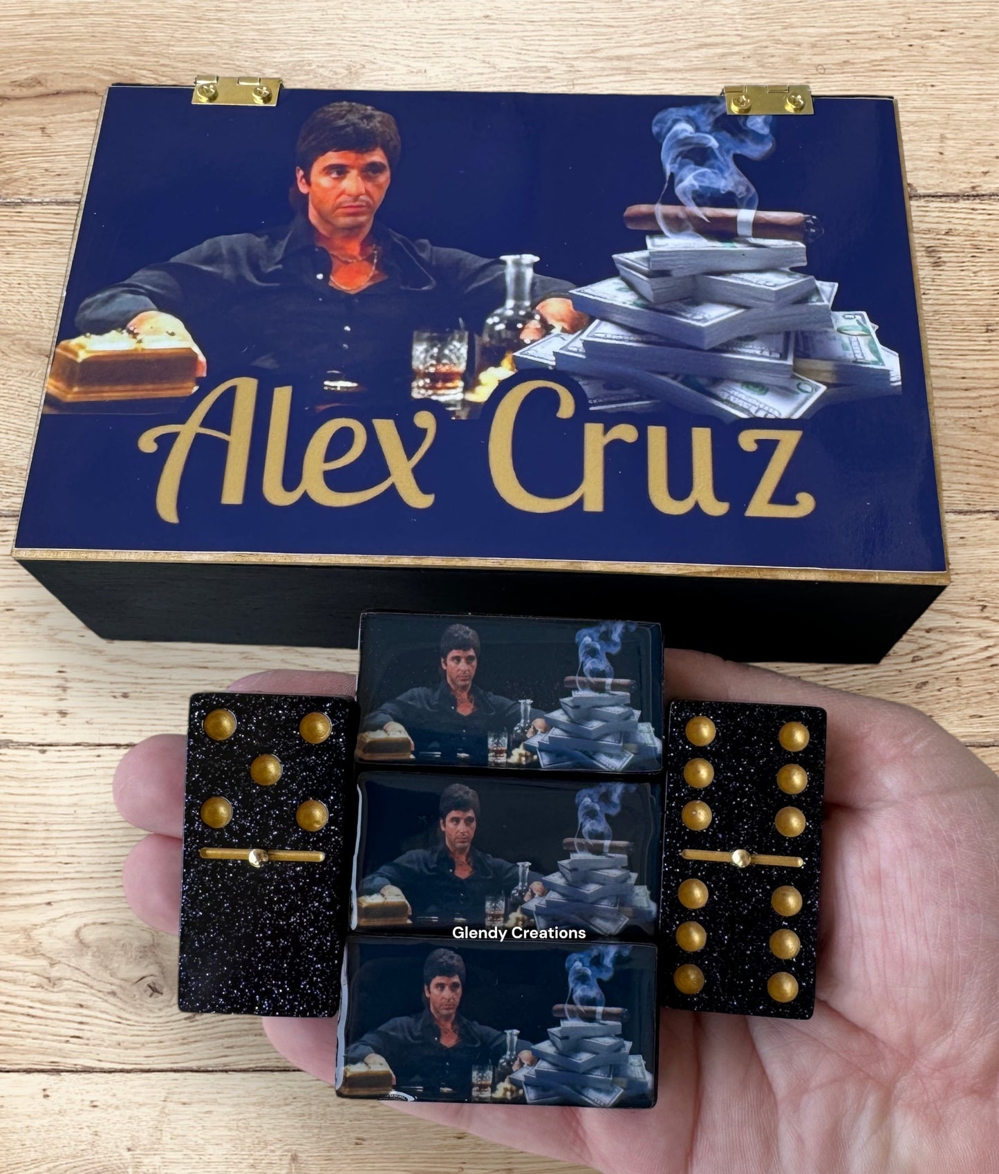 Scarface-themed double 6 dominoes