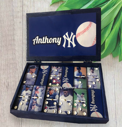 Custom Yankee team dominoes doble 6 choose your favorite player