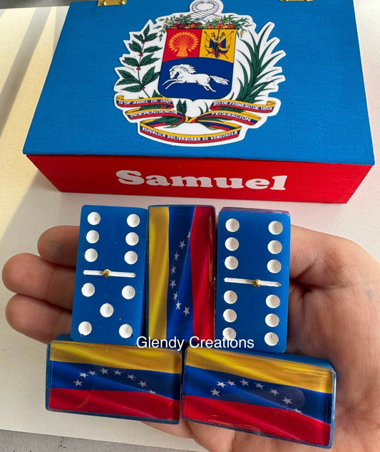 double 6 dominoes with the flag of Venezuela