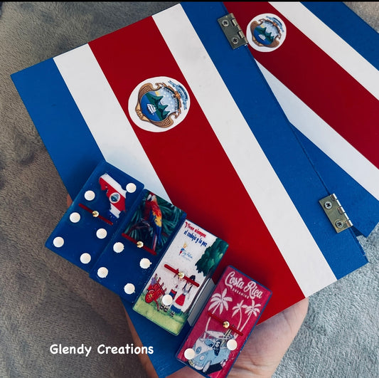 double 6 dominoes with the flag of Costa Rica