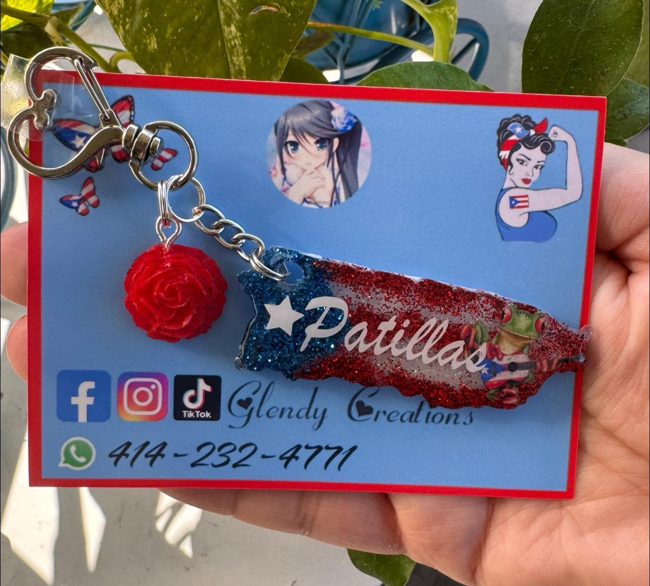 Puerto Rico map keychain