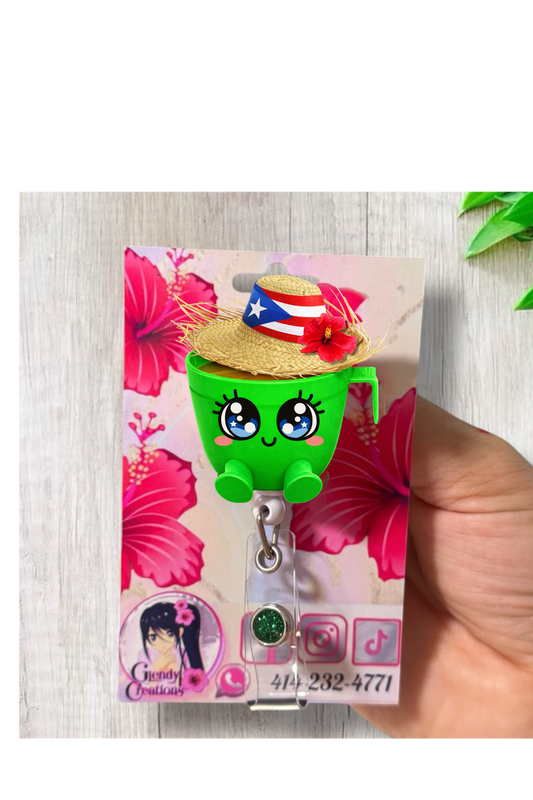 Id badge/Taza de mantequilla tradicional puertorriqueña / Taza de café