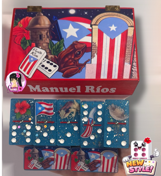 Dominó Azul Claro /Edición Boricua/Diseño Cultural de Puerto Rico