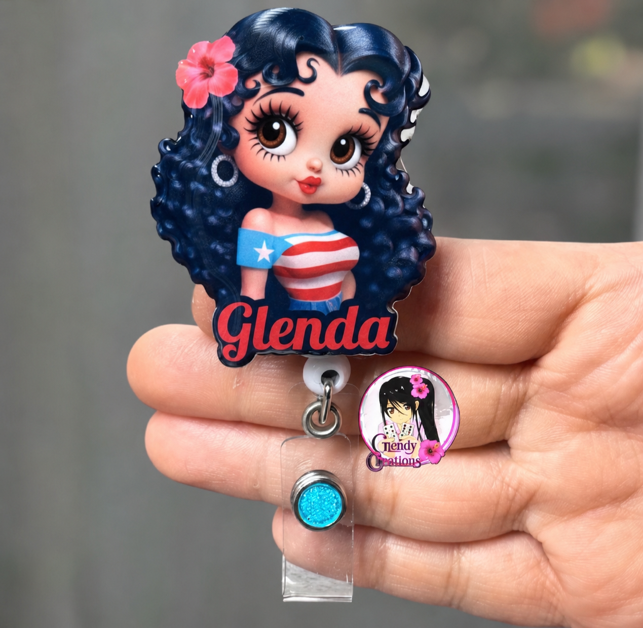 Betty Boop/Badge/personaliza con tu nombre/Azul Claro