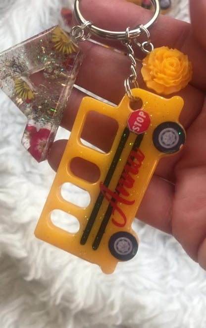 School bus keychain