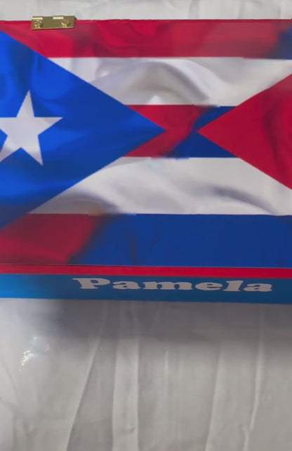 Dominó doble 6 con la bandera de Puerto Rico y Cuba