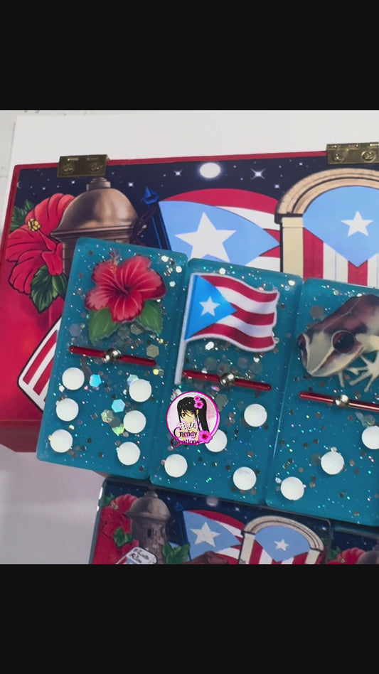 Dominó Azul Claro /Edición Boricua/Diseño Cultural de Puerto Rico