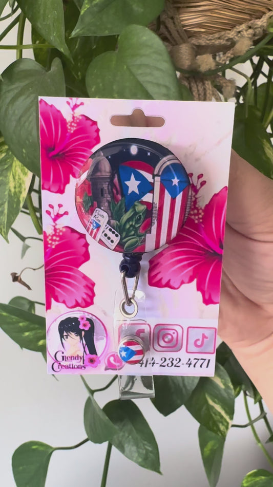 ID badge with Puerto Rico design