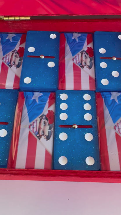 Betty Boop dominoes with the Puerto Rican flag