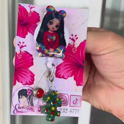 Porta ID Retráctil Autismo /Badge Reel con Rompecabezas