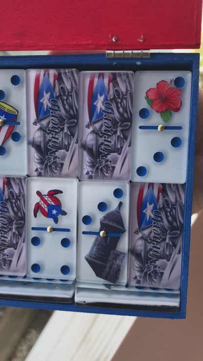 Dominoes doble 6 con cosas típicas de Puerto Rico