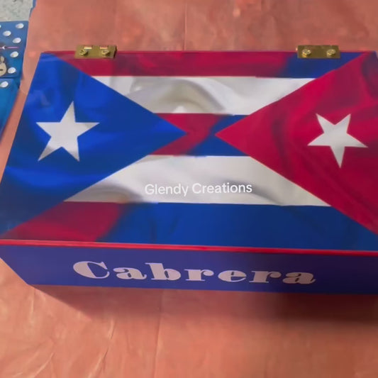 Dominó doble 6 con la bandera de Puerto Rico y Cuba